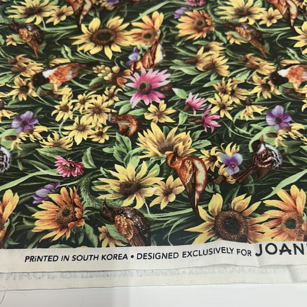Jo-Ann Fabric Bird Sunflower Nature Print Cotton 1 yard South Korea - Picture 8 of 8